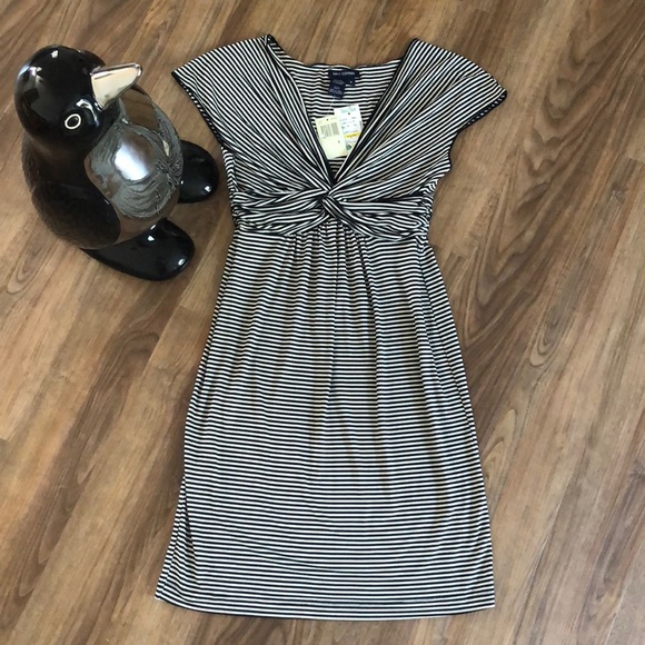 Max Edition Dresses & Skirts - Max Edition Black & Ivory Striped Dress Size S NWT